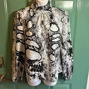 Black and White Animal print high collar shirt size medium